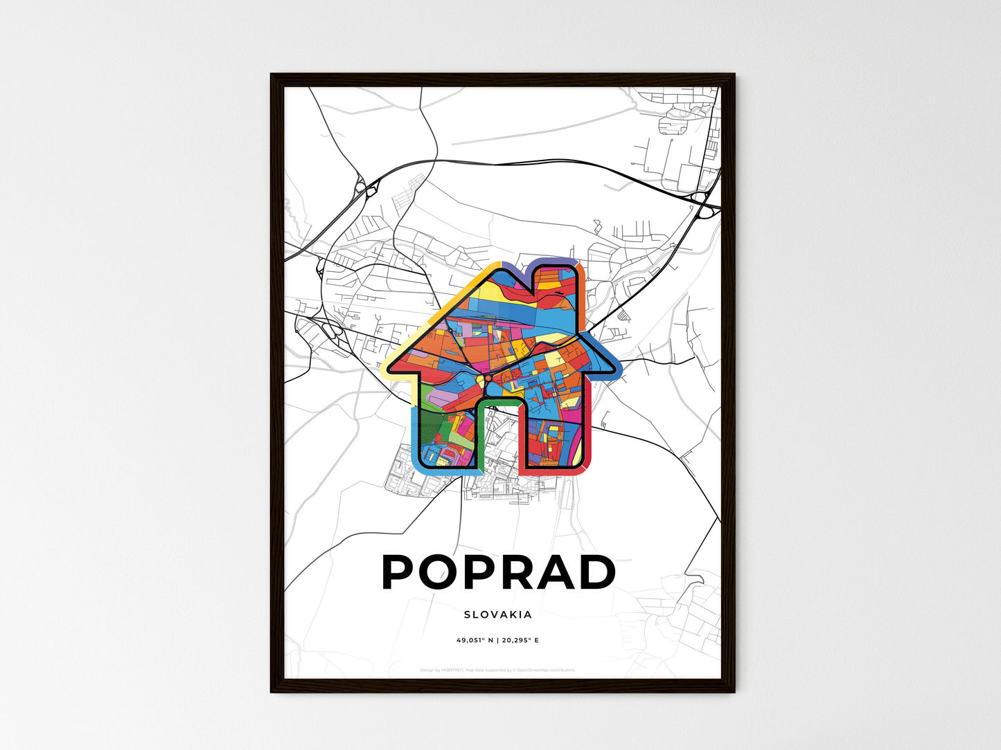 Poprad Slovakia wedding art map with home icon