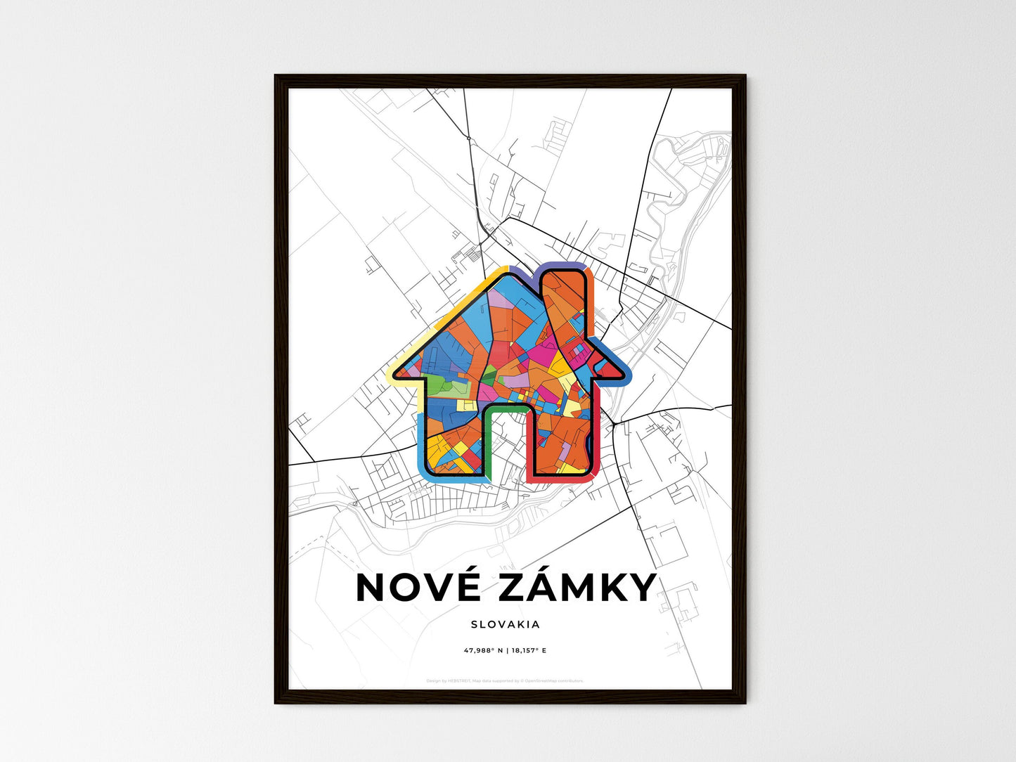 Nové Zámky Slovakia wedding art map with home icon