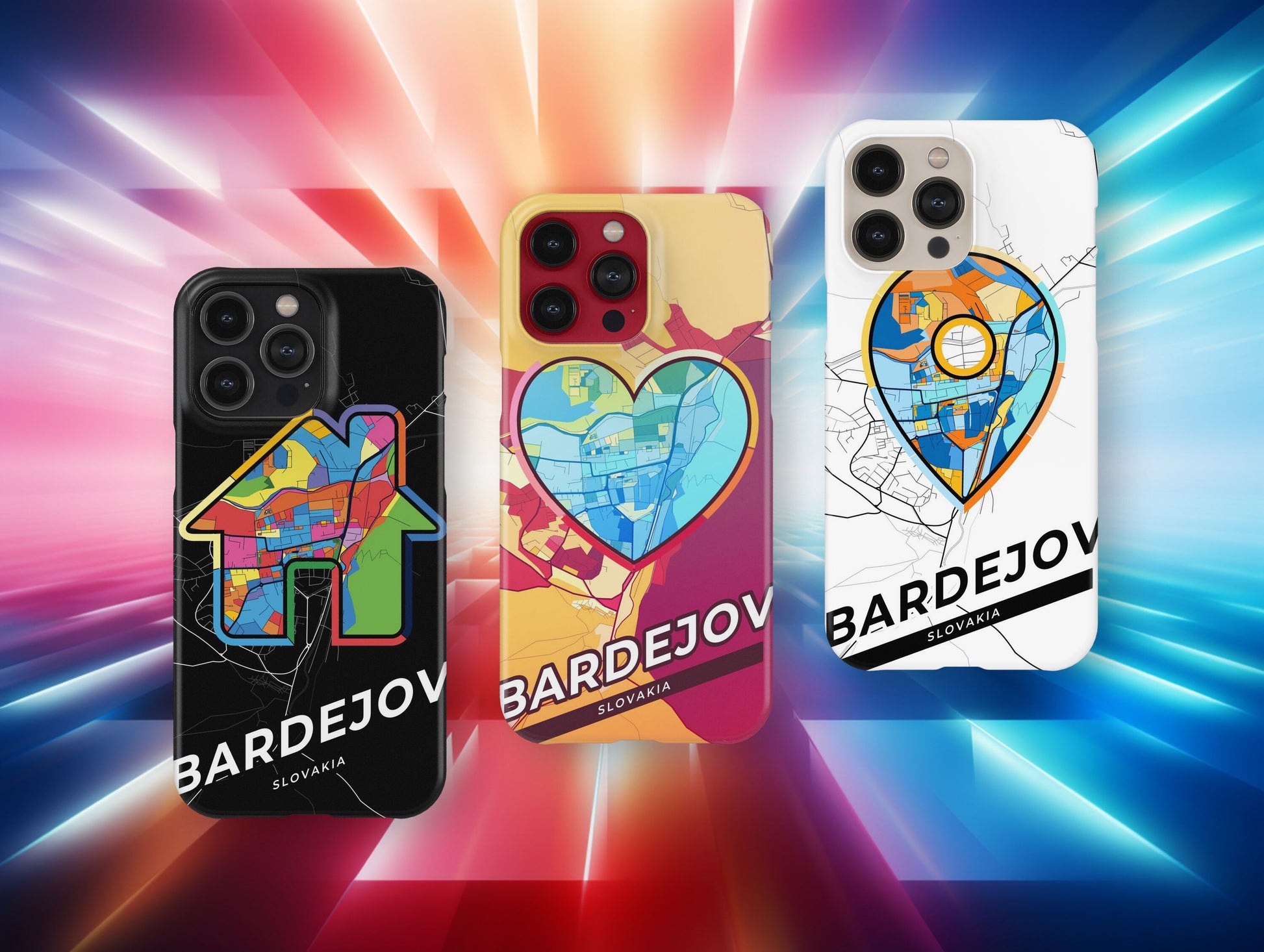 Bardejov Slovakia slim phone case with colorful icon. Birthday, wedding or housewarming gift. Couple match cases.
