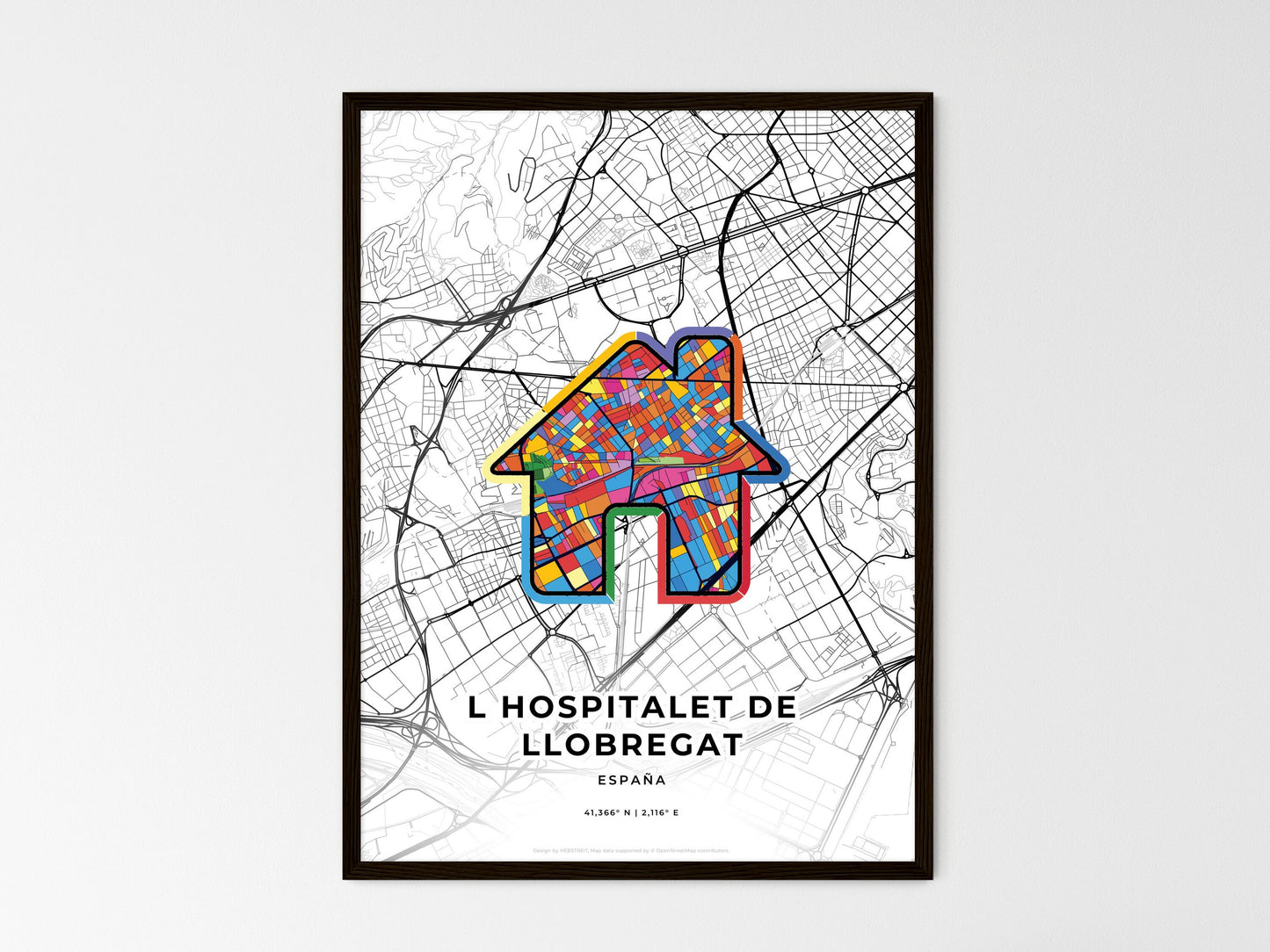 L Hospitalet De Llobregat Spain wedding art map with home icon