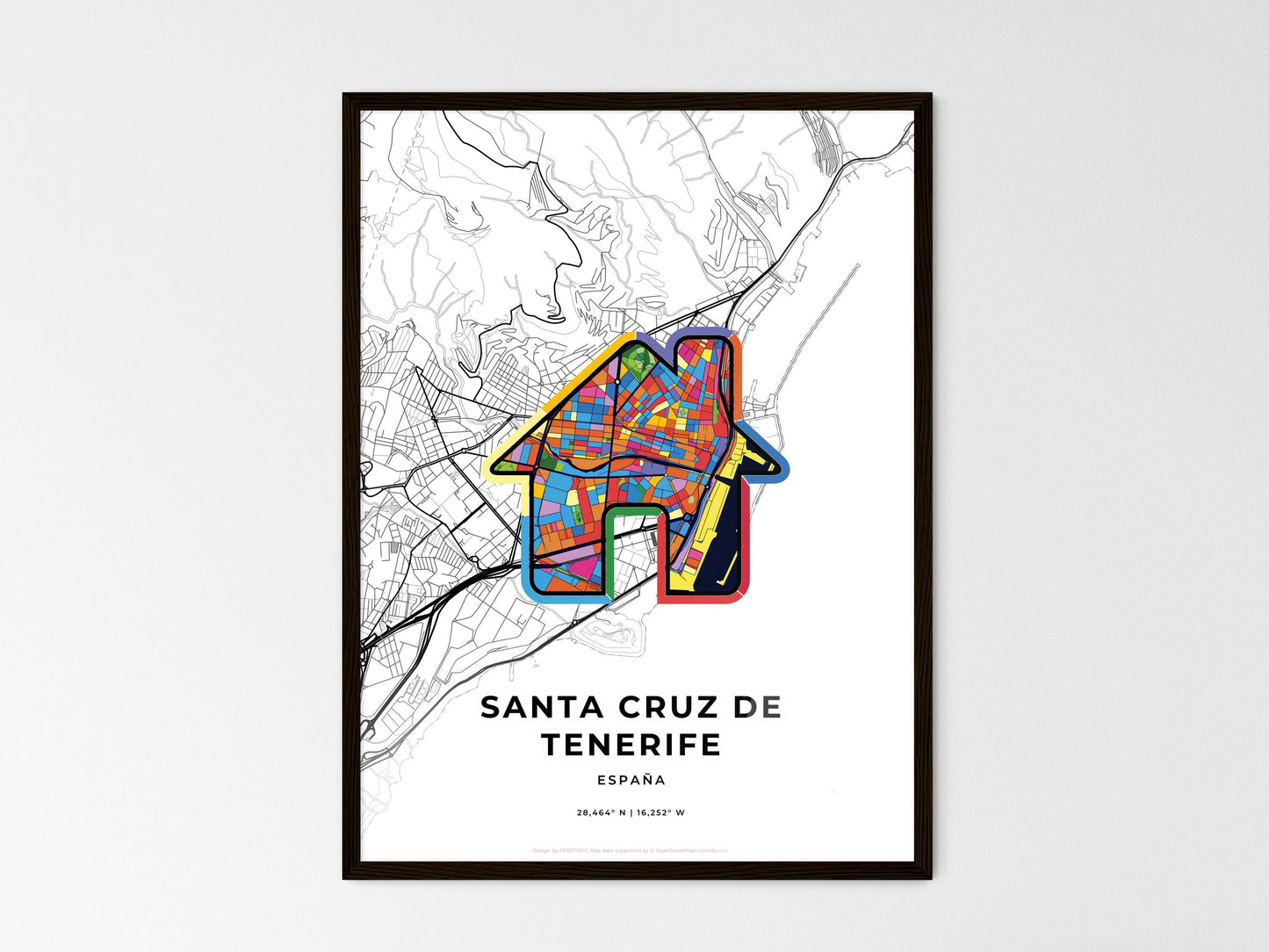 Santa Cruz De Tenerife Spain wedding art map with home icon