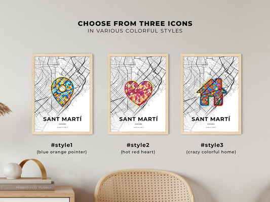 Sant Martí Spain maps with colorful icons