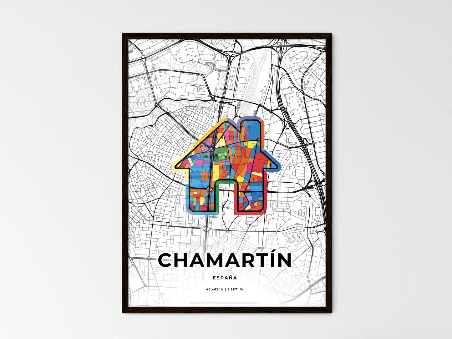 Chamartín Spain wedding art map with home icon