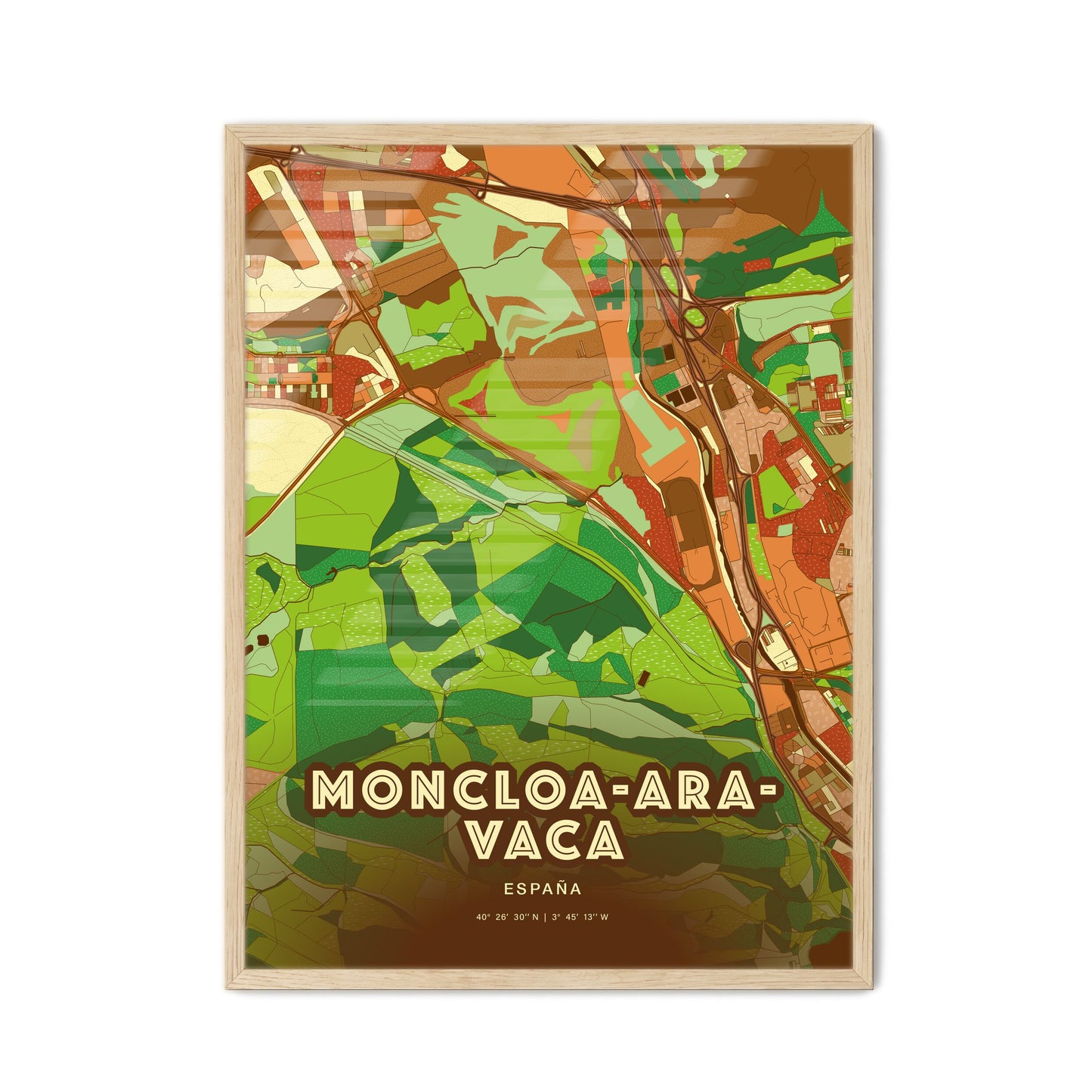 Colorful MONCLOA-ARAVACA SPAIN Fine Art Map Farmhouse