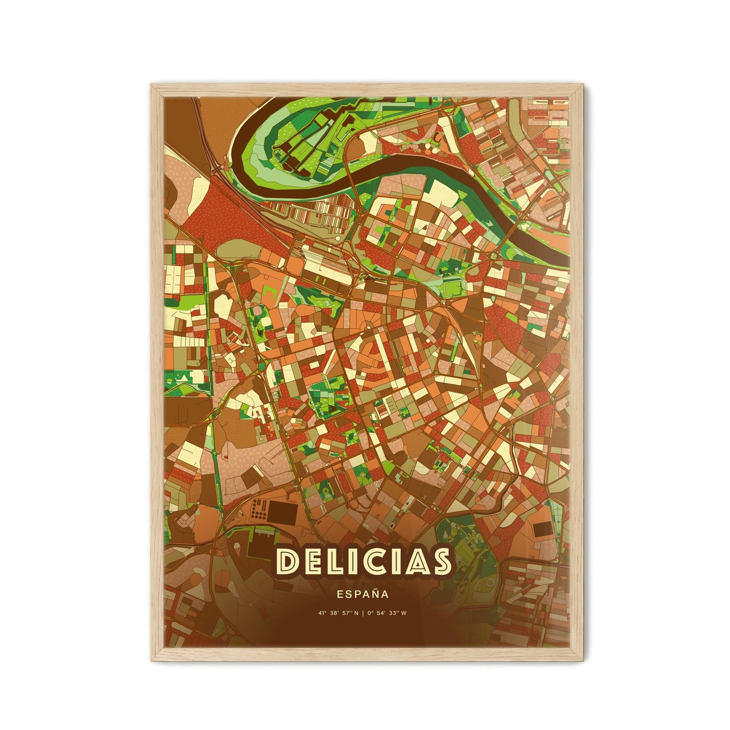 Colorful DELICIAS SPAIN Fine Art Map Farmhouse
