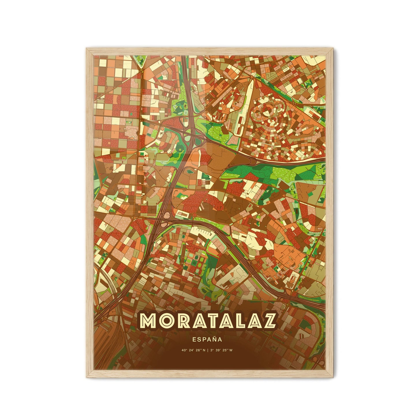 Colorful MORATALAZ SPAIN Fine Art Map Farmhouse