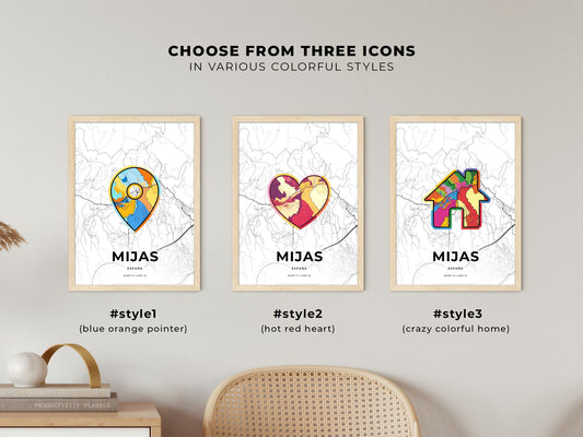 Mijas Spain maps with colorful icons
