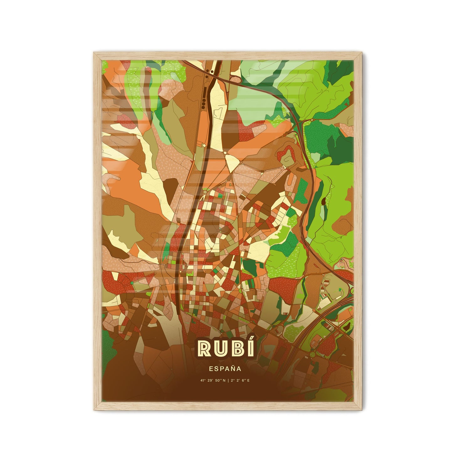 Colorful RUBÍ SPAIN Fine Art Map Farmhouse