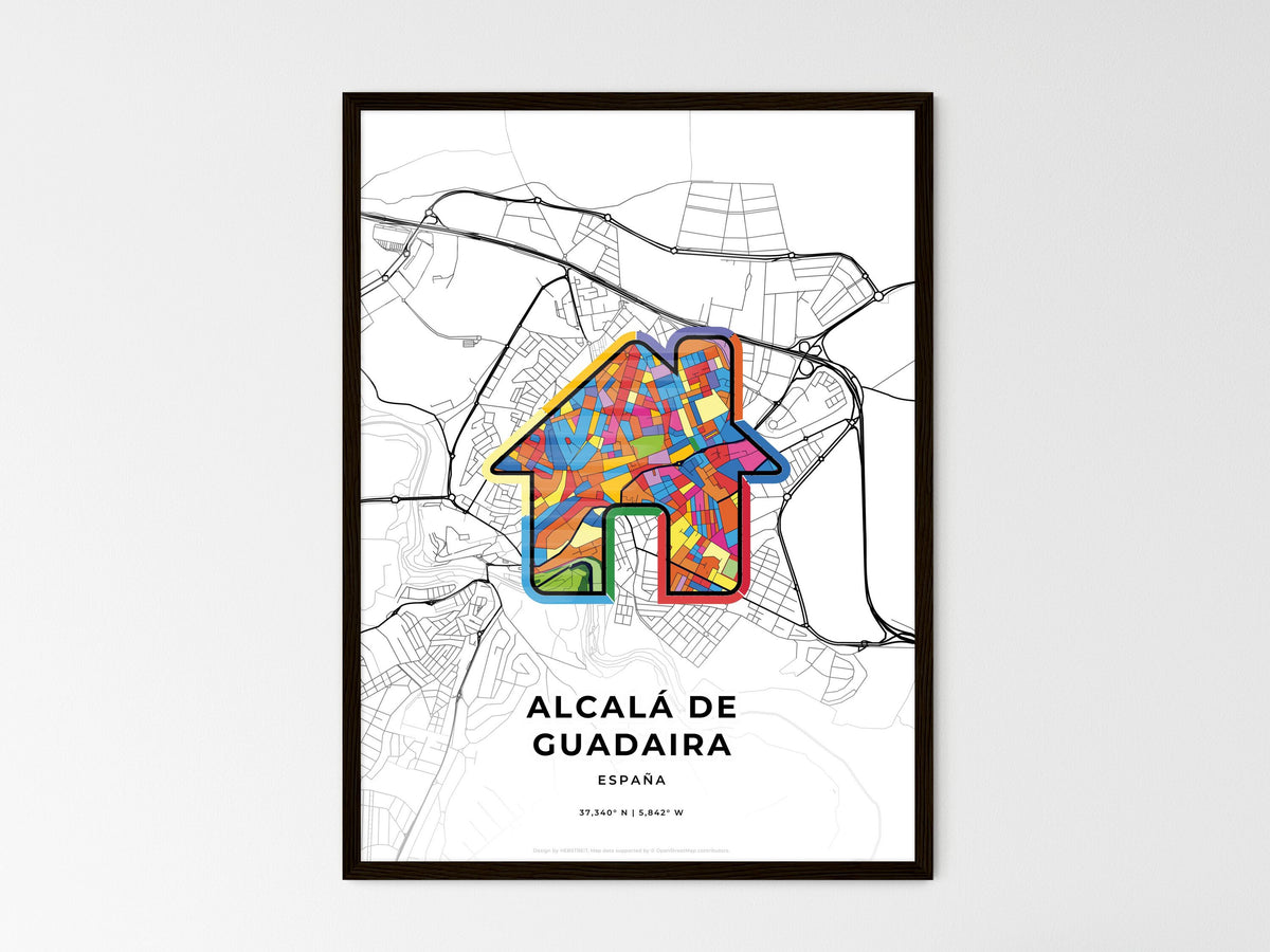 Alcalá De Guadaira Spain wedding art map with home icon