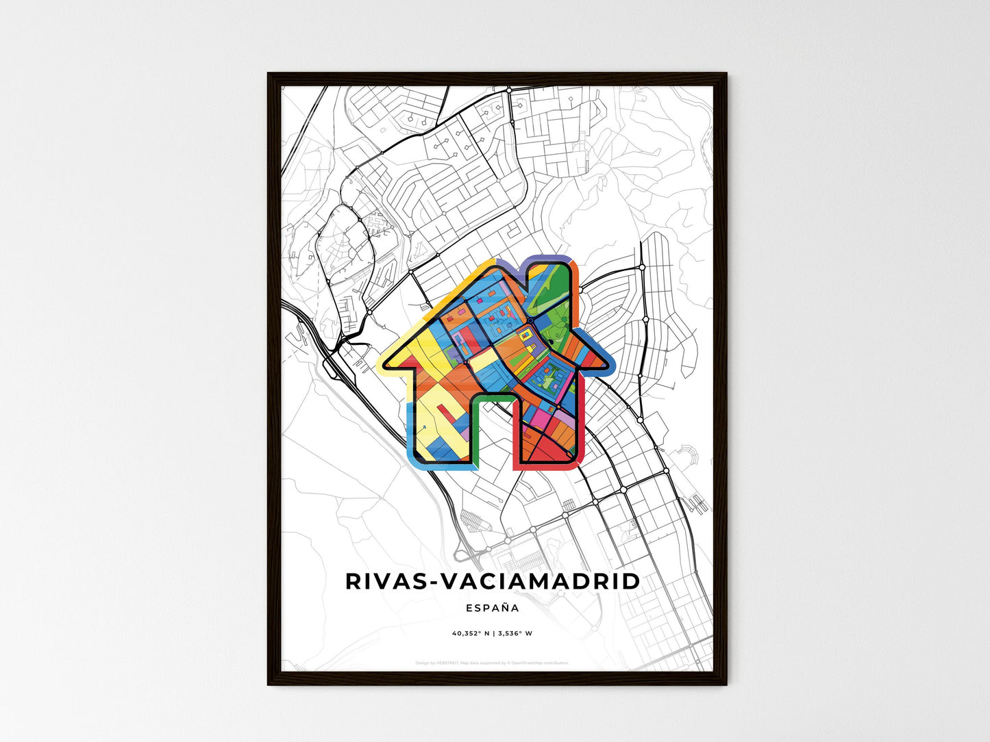 Rivas-Vaciamadrid Spain wedding art map with home icon