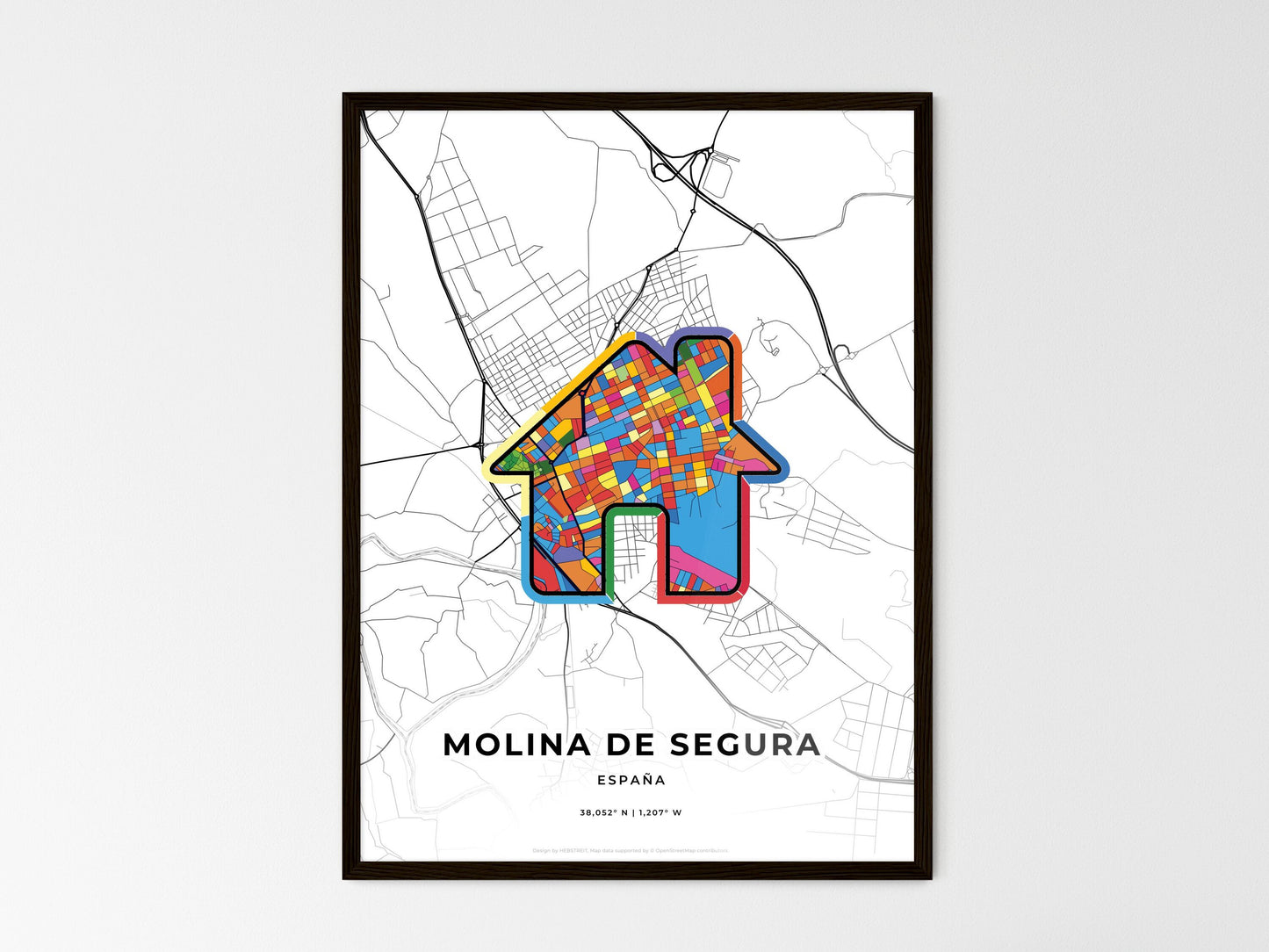 Molina De Segura Spain wedding art map with home icon