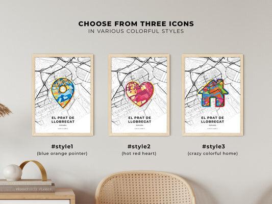El Prat De Llobregat Spain maps with colorful icons