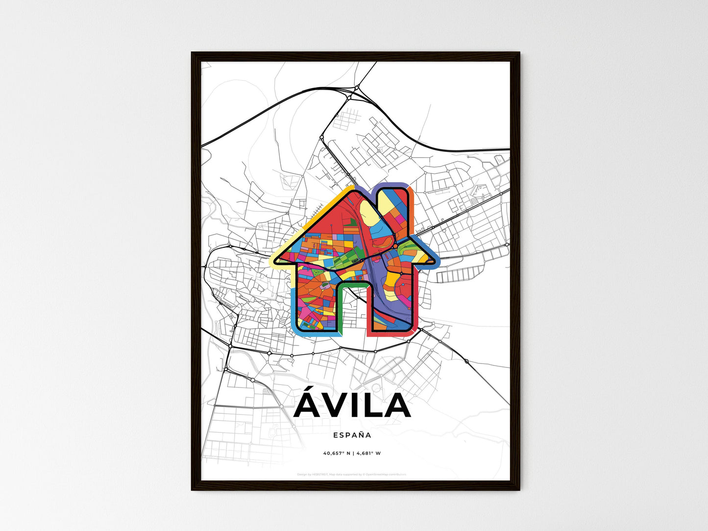 Ávila Spain wedding art map with home icon