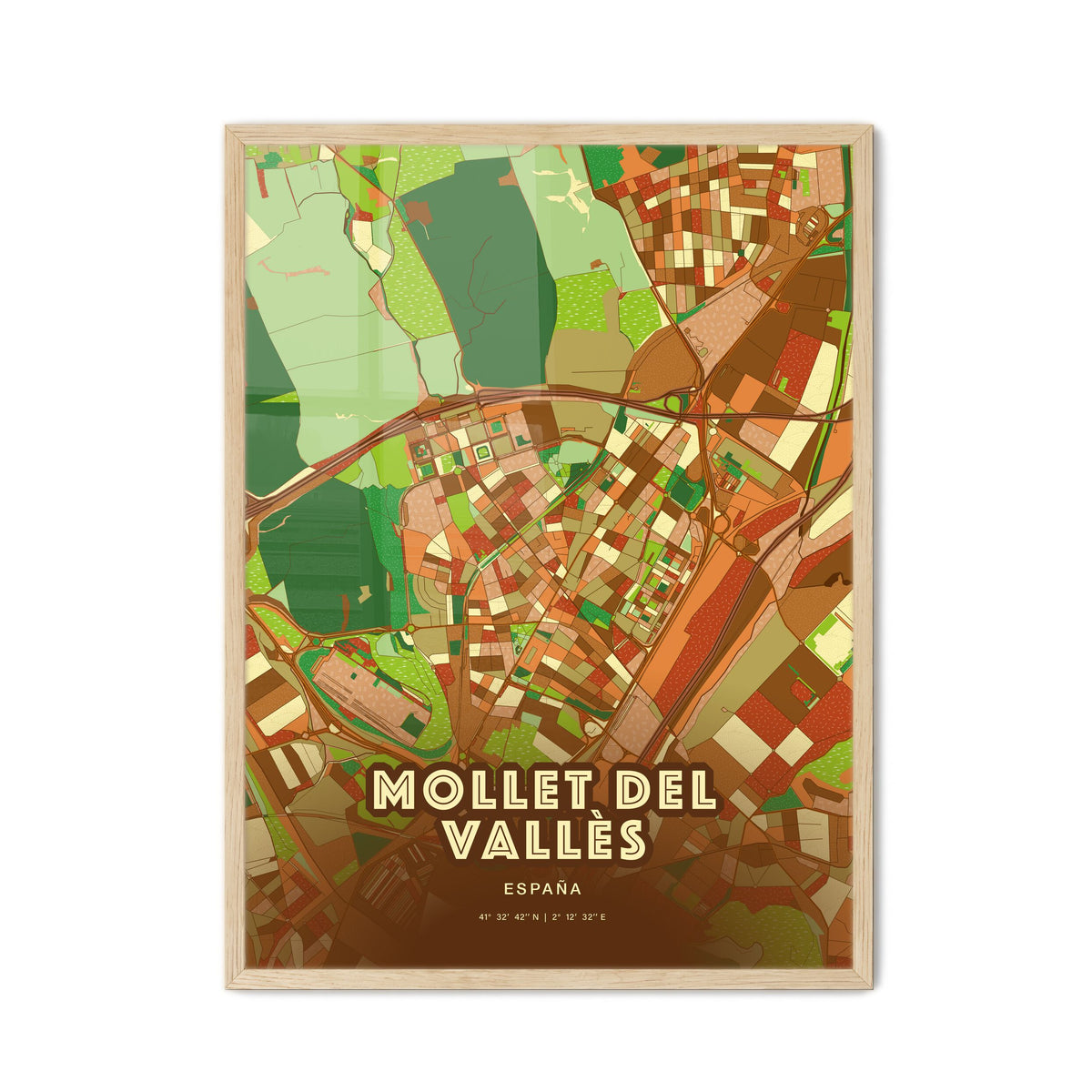 Colorful MOLLET DEL VALLÈS SPAIN Fine Art Map Farmhouse