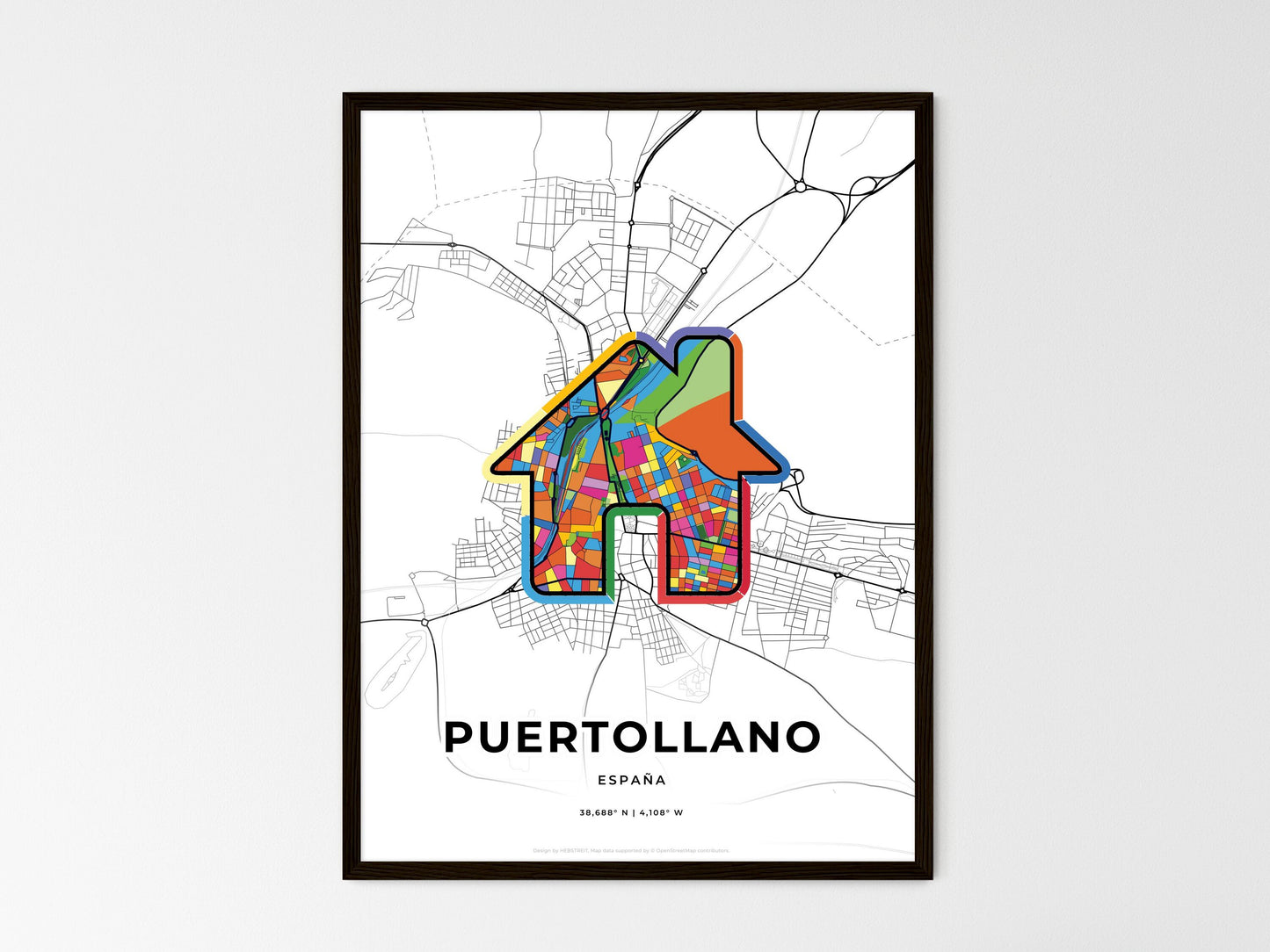 Puertollano Spain wedding art map with home icon
