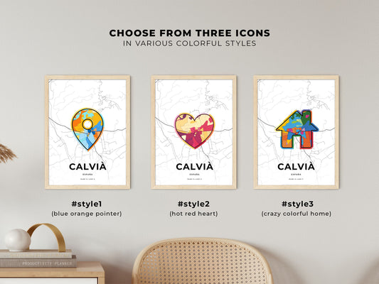 Calvià Spain maps with colorful icons