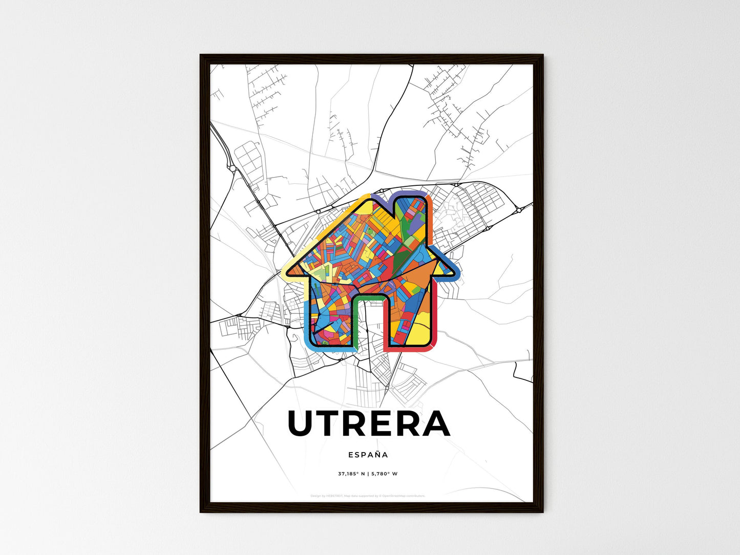 Utrera Spain wedding art map with home icon