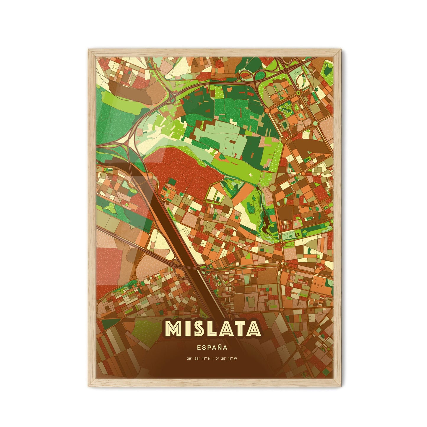 Colorful MISLATA SPAIN Fine Art Map Farmhouse