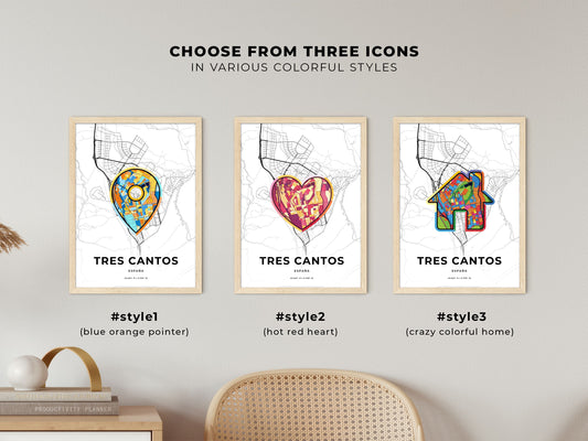 Tres Cantos Spain maps with colorful icons
