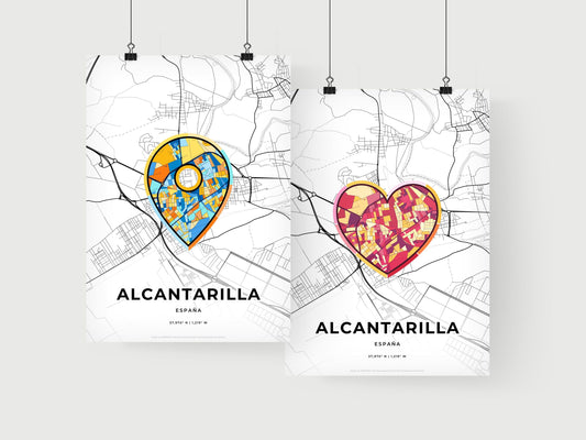 ALCANTARILLA SPAIN minimal art map with a colorful icon. Where it all began, Couple map gift.