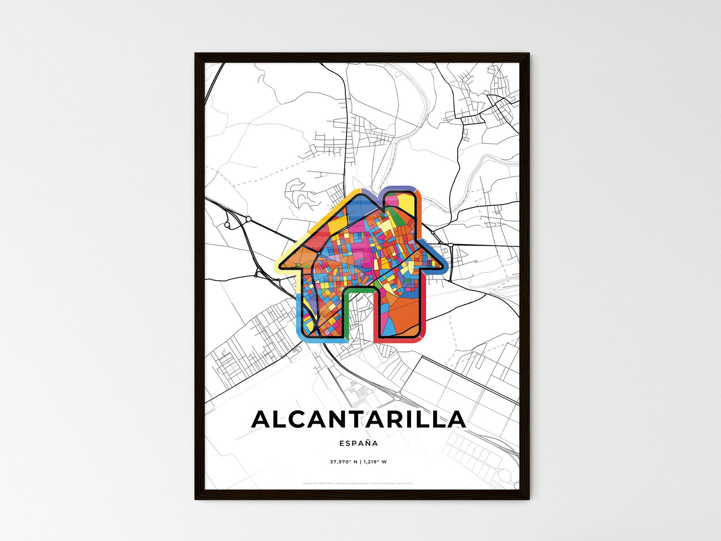 Alcantarilla Spain wedding art map with home icon