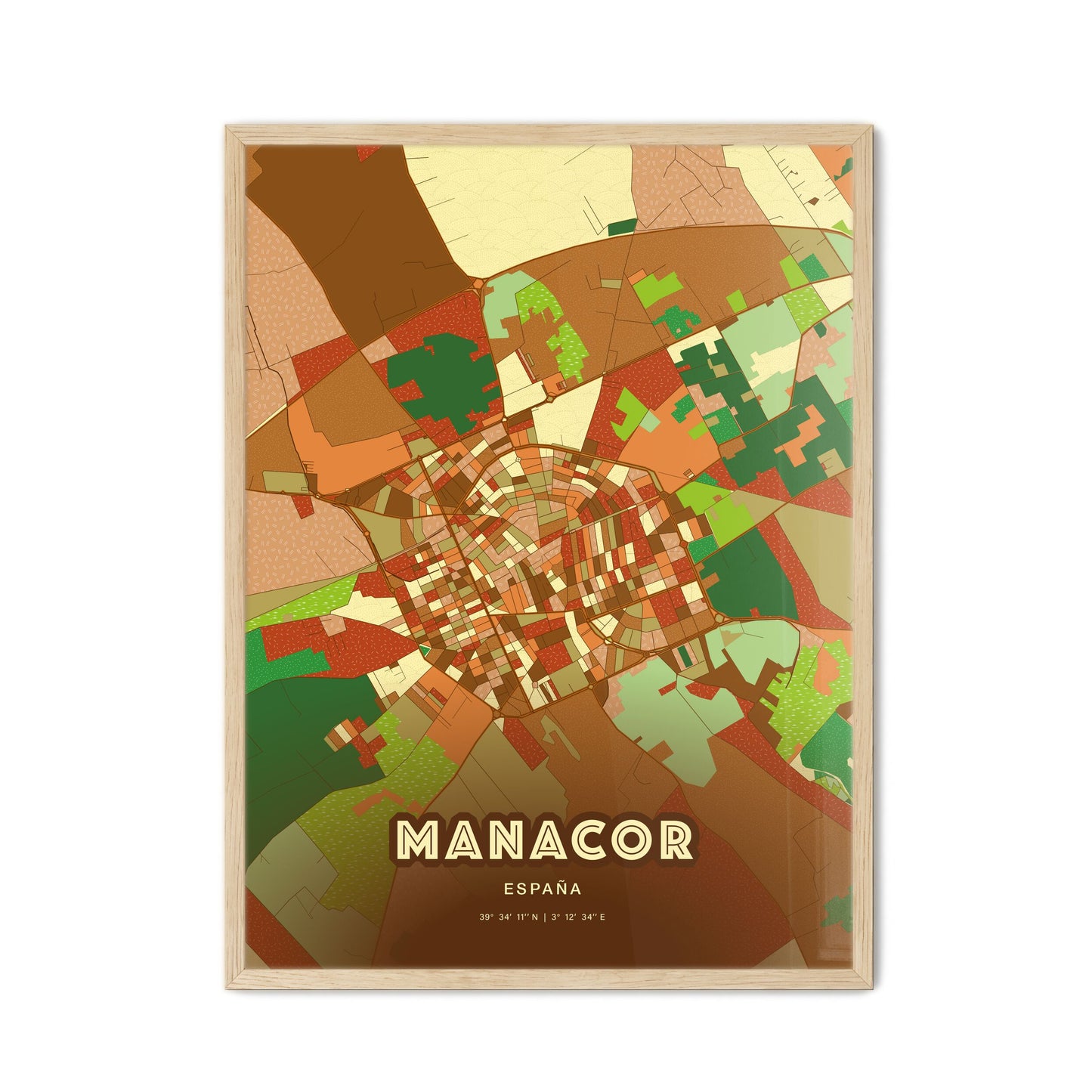 Colorful MANACOR SPAIN Fine Art Map Farmhouse