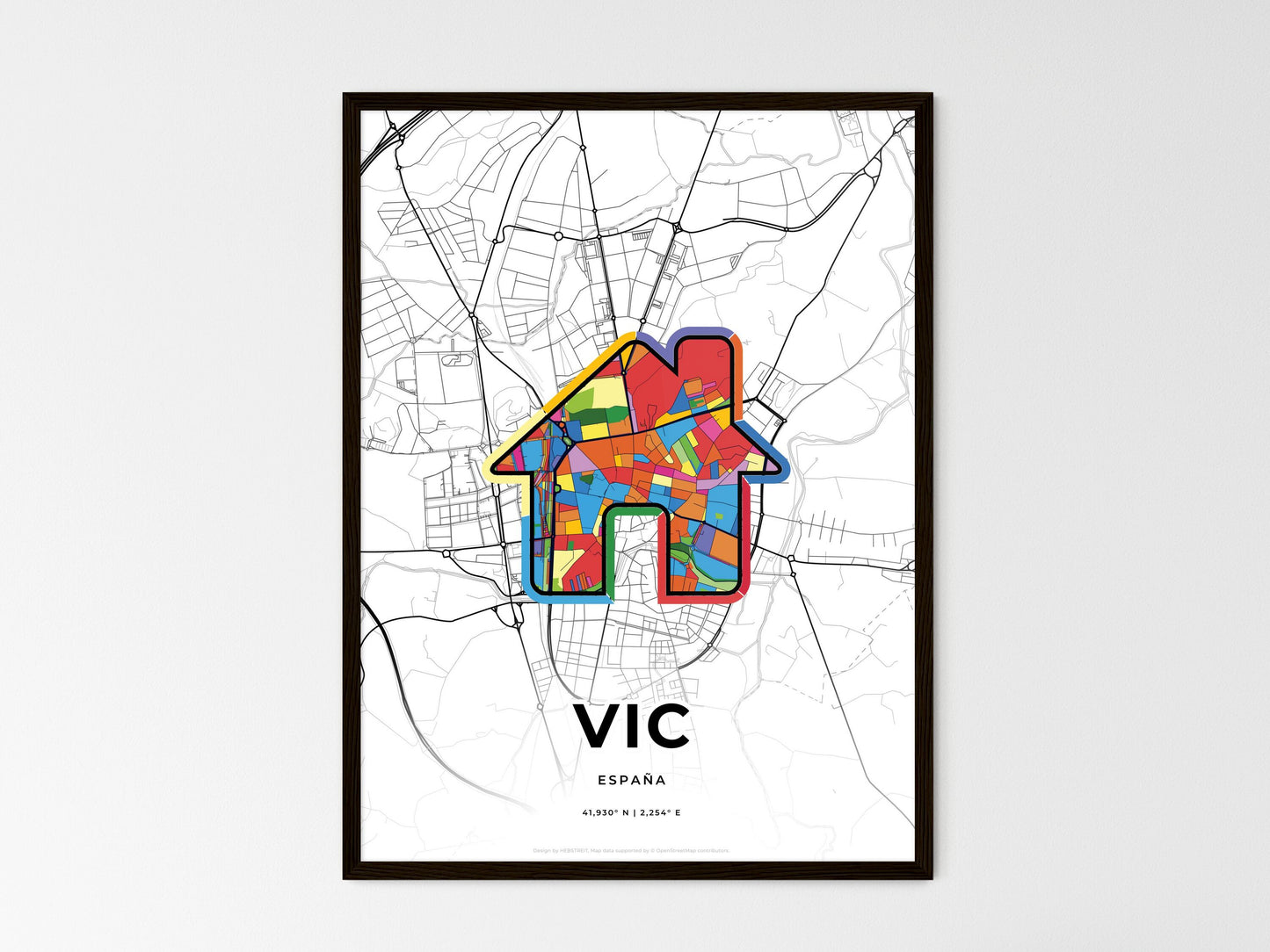Vic Spain wedding art map with home icon