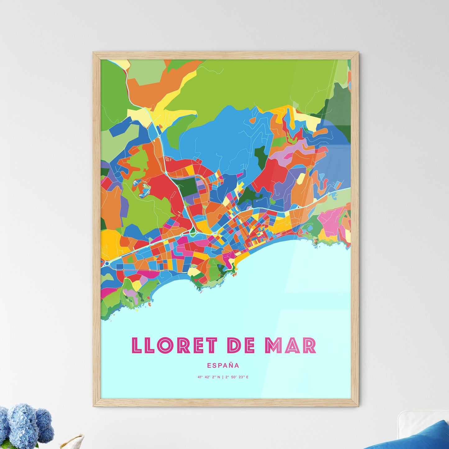 Colorful LLORET DE MAR SPAIN Fine Art Map Crazy Colors