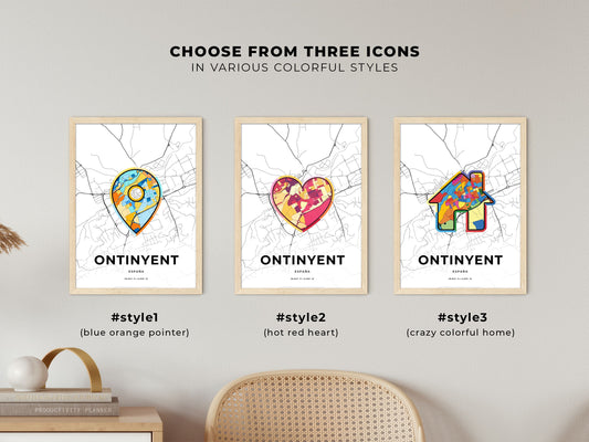 Ontinyent Spain maps with colorful icons