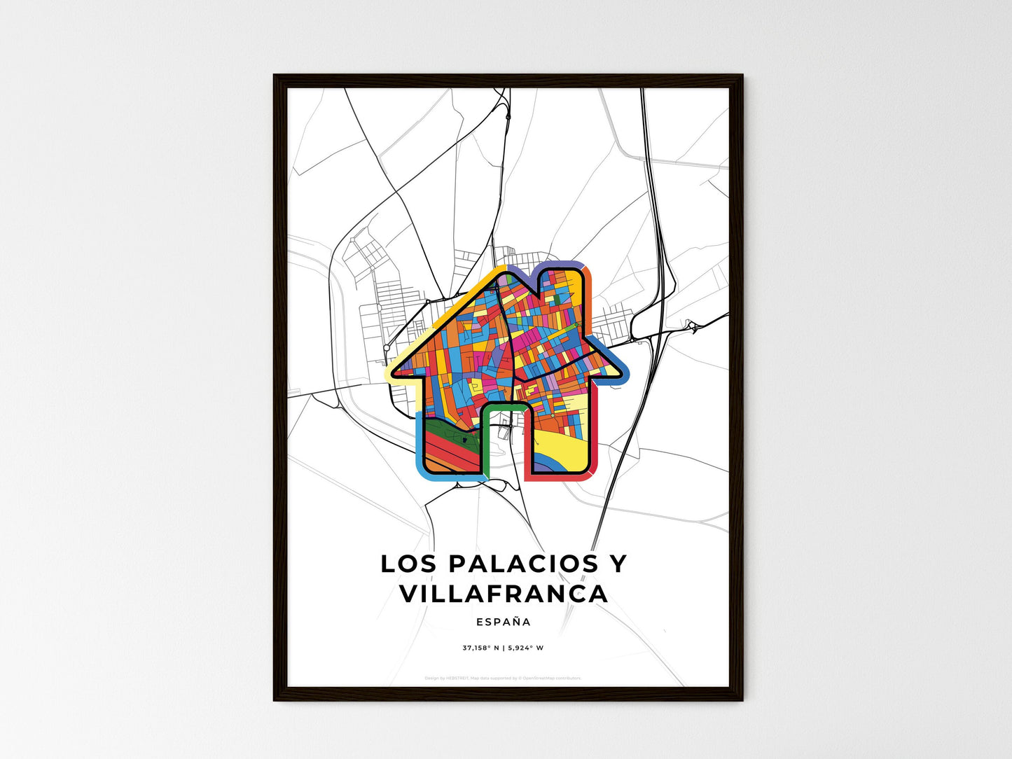 Los Palacios Y Villafranca Spain wedding art map with home icon
