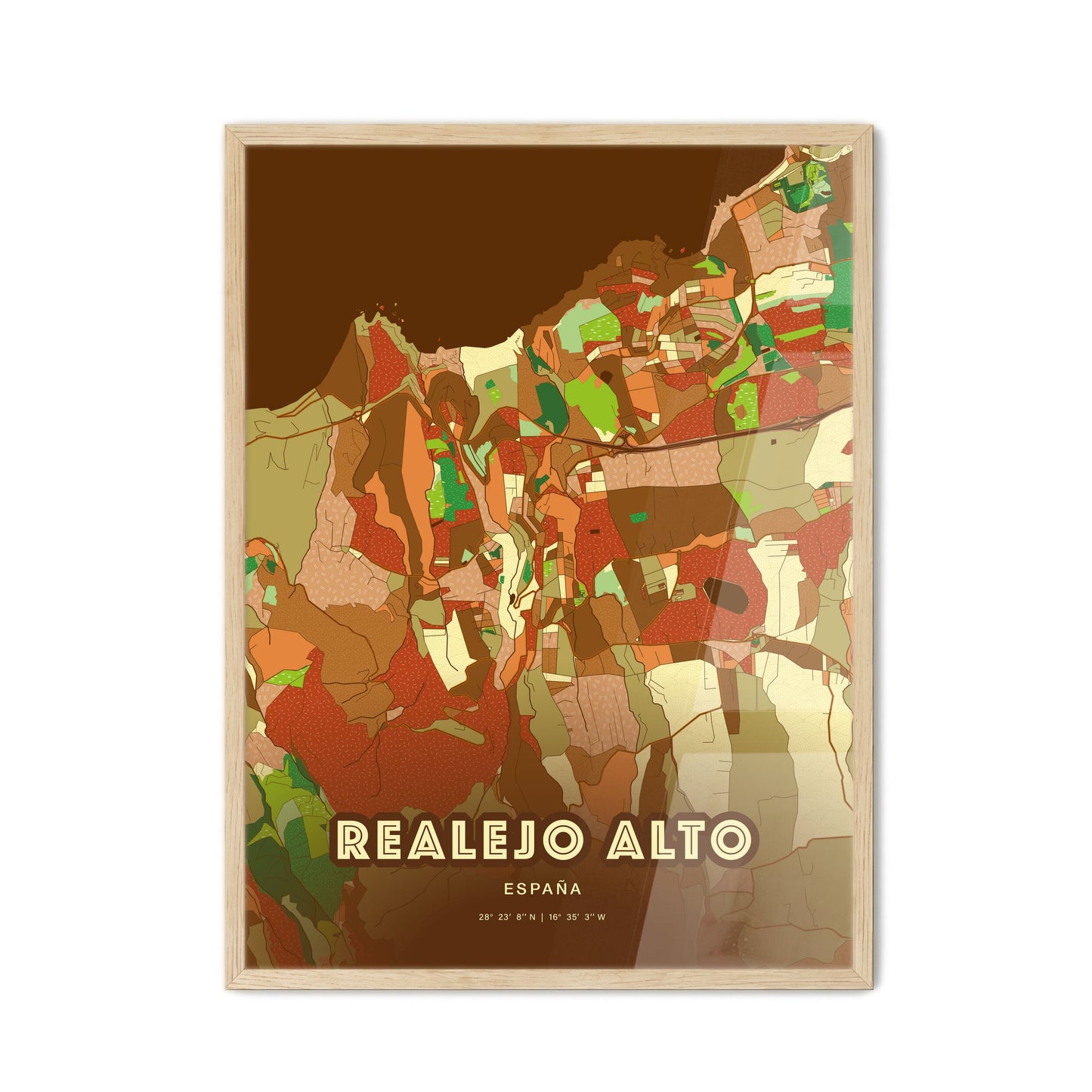 Colorful REALEJO ALTO SPAIN Fine Art Map Farmhouse