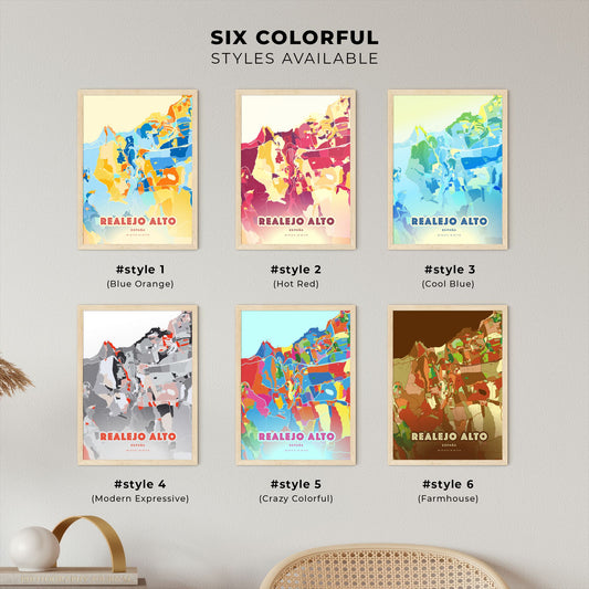 Colorful REALEJO ALTO SPAIN Fine Art Map Blue Orange