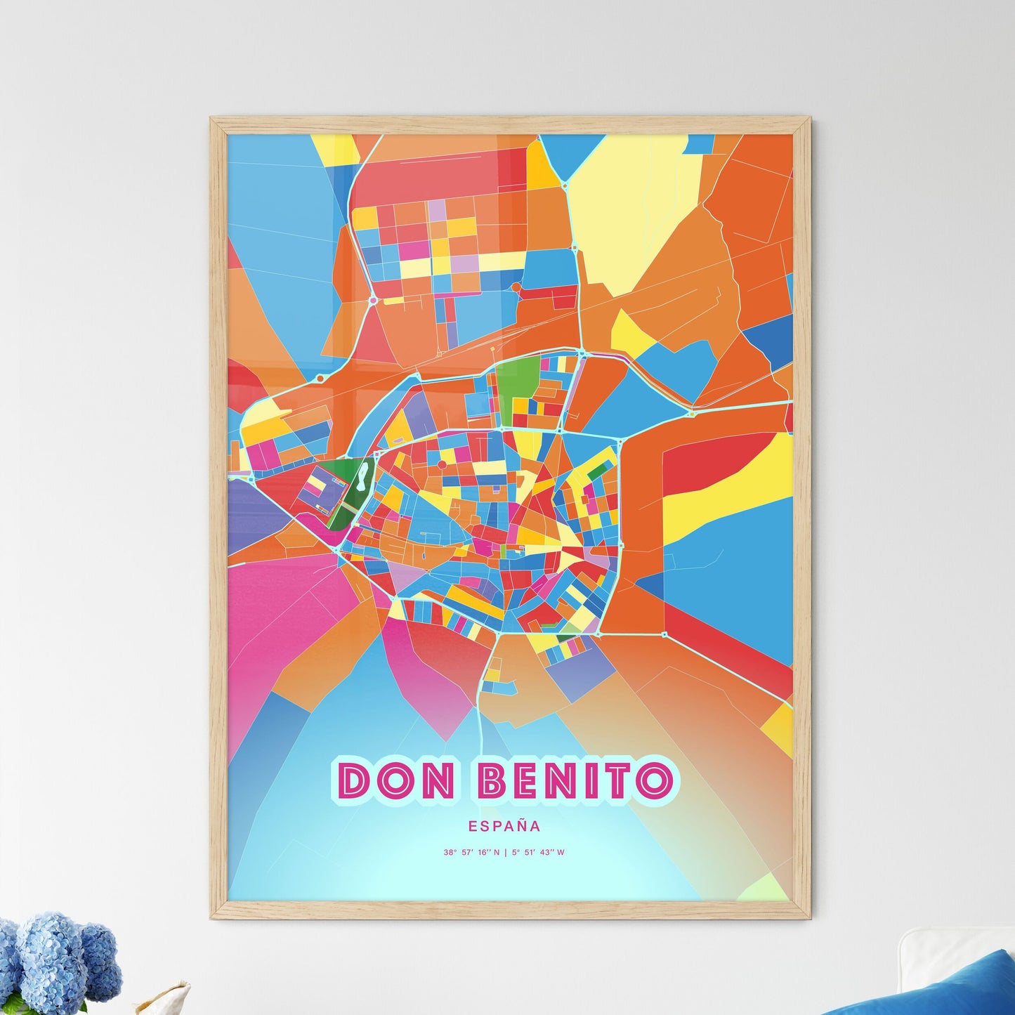 Colorful DON BENITO SPAIN Fine Art Map Crazy Colors