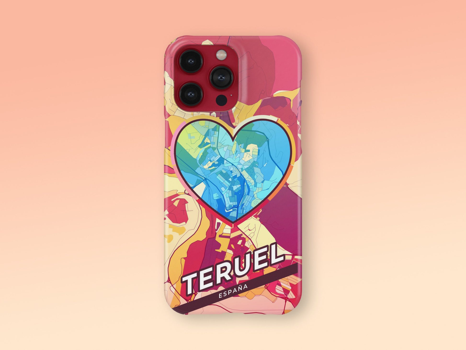 Teruel Spain slim phone case with colorful icon. Birthday, wedding or housewarming gift. Couple match cases. 2