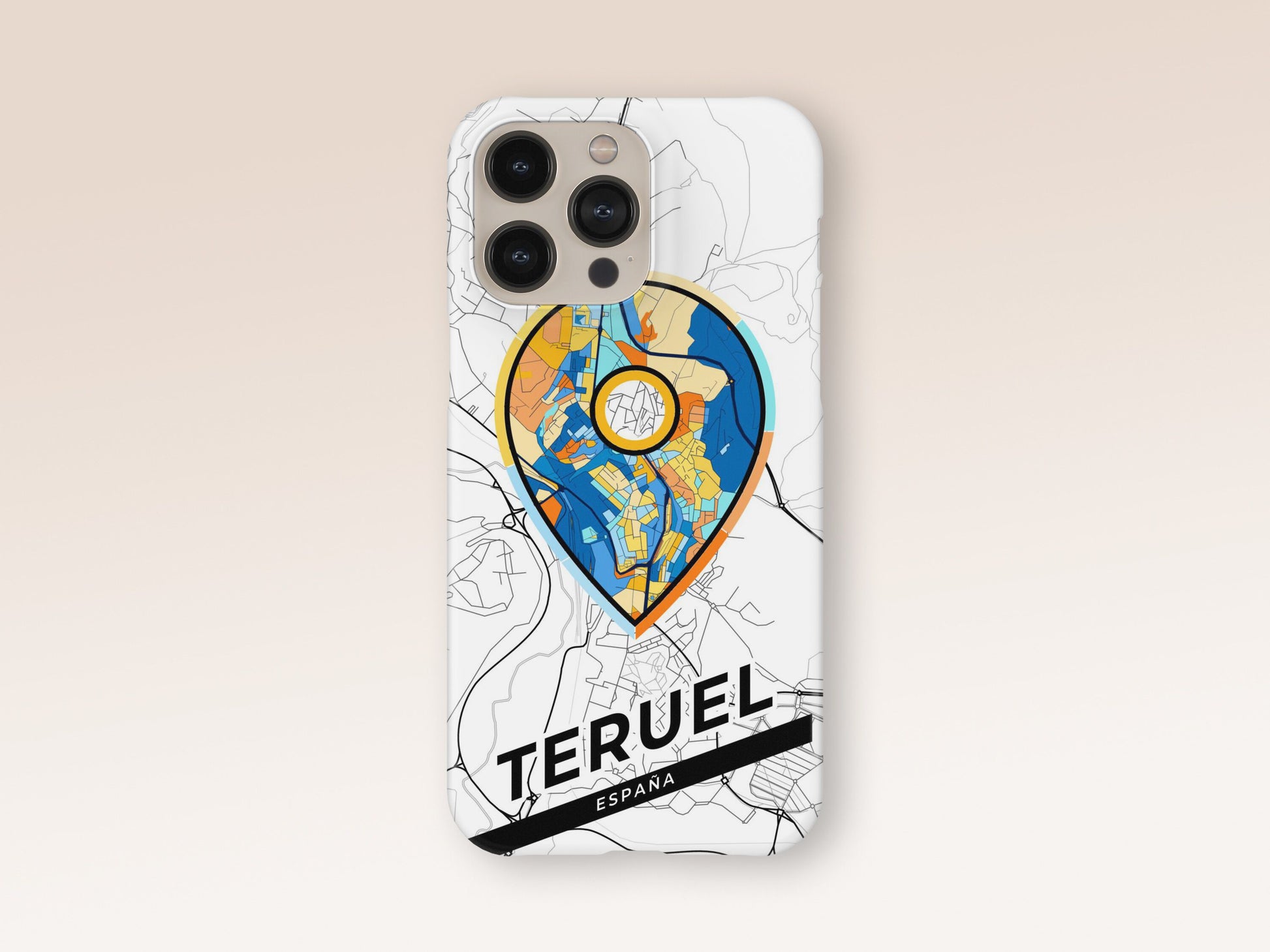 Teruel Spain slim phone case with colorful icon. Birthday, wedding or housewarming gift. Couple match cases. 1