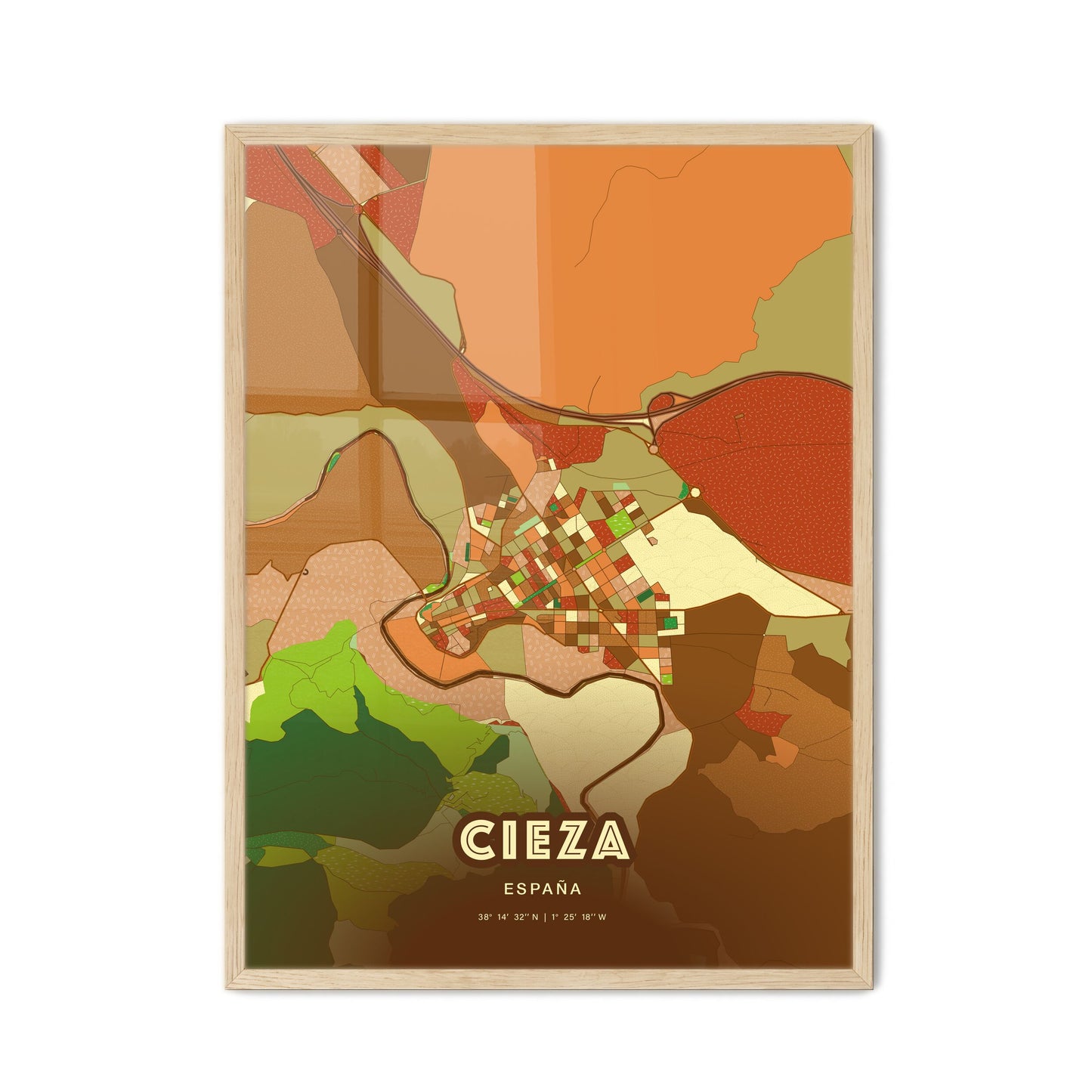 Colorful CIEZA SPAIN Fine Art Map Farmhouse