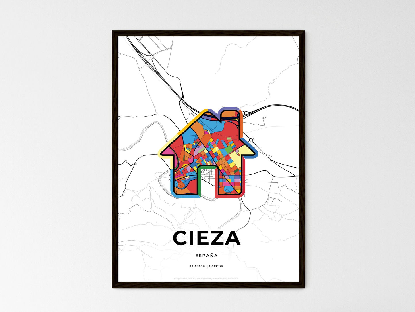 Cieza Spain wedding art map with home icon