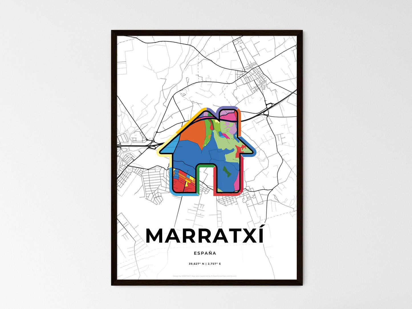 Marratxí Spain wedding art map with home icon