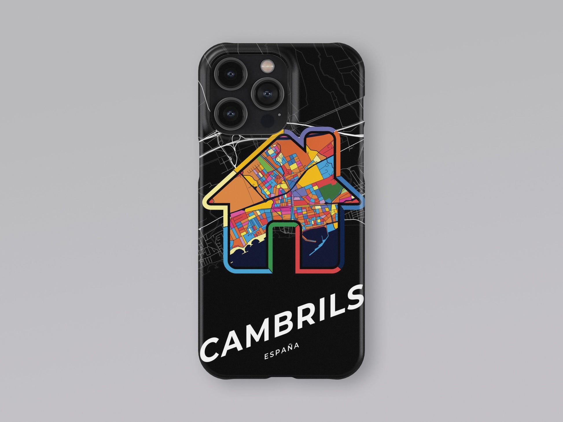 Cambrils Spain slim phone case with colorful icon. Birthday, wedding or housewarming gift. Couple match cases. 3