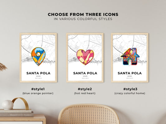 Santa Pola Spain maps with colorful icons