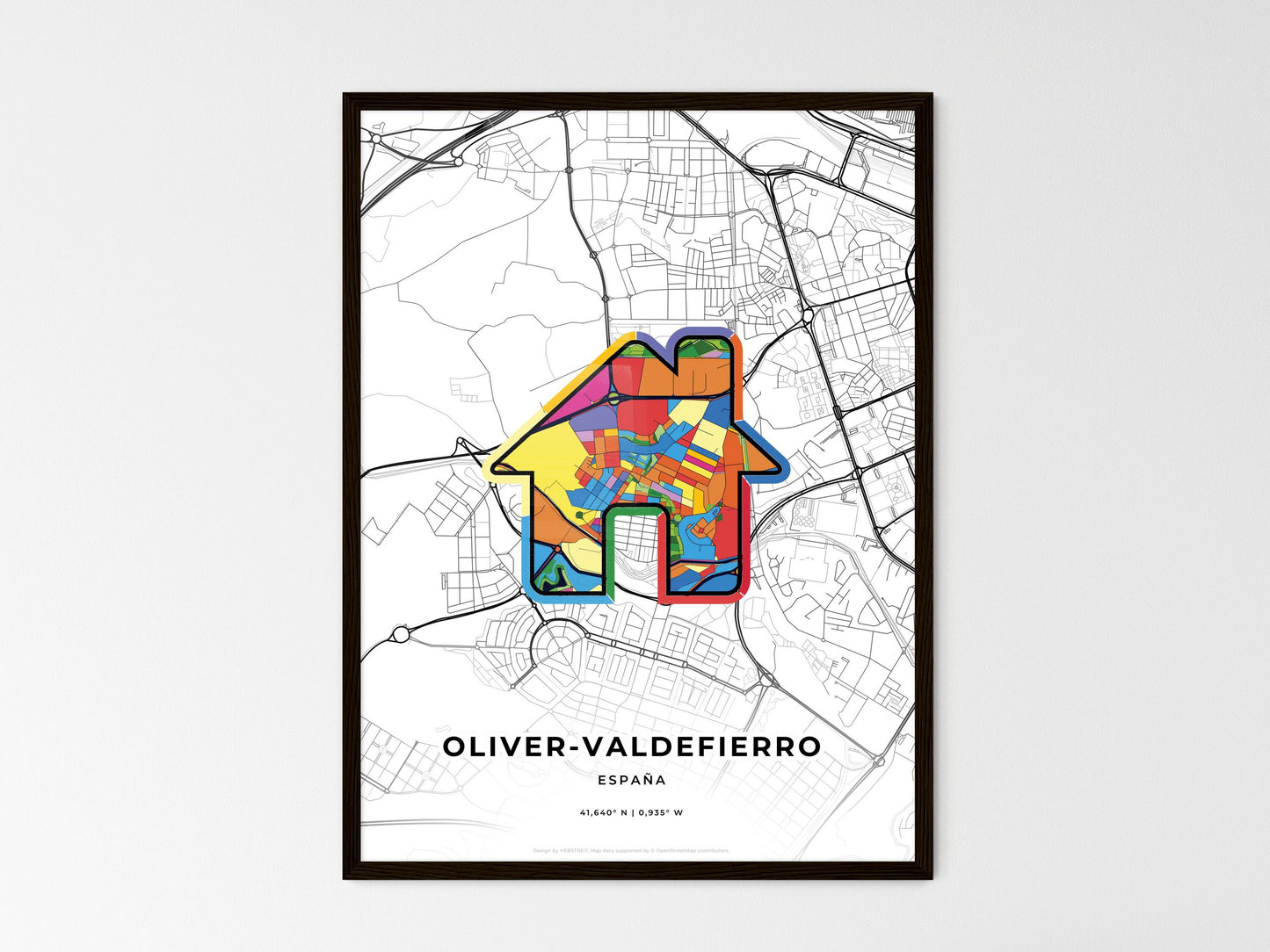 Oliver-Valdefierro Spain wedding art map with home icon