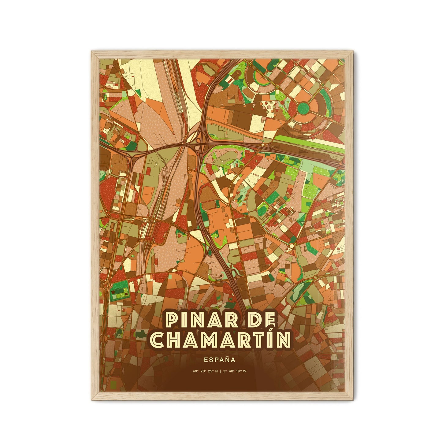 Colorful PINAR DE CHAMARTÍN SPAIN Fine Art Map Farmhouse