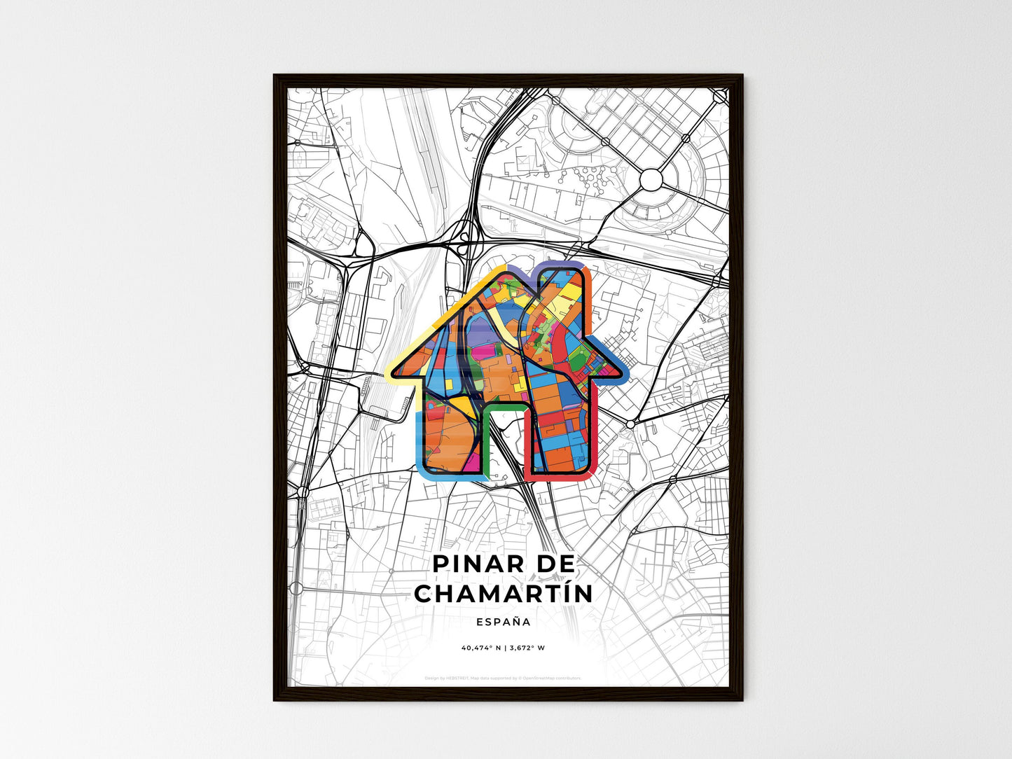 Pinar De Chamartín Spain wedding art map with home icon