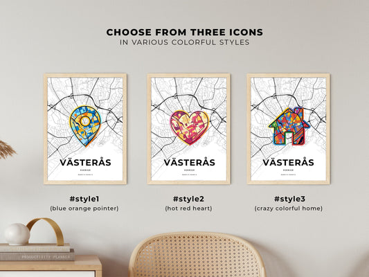 Västerås Sweden maps with colorful icons