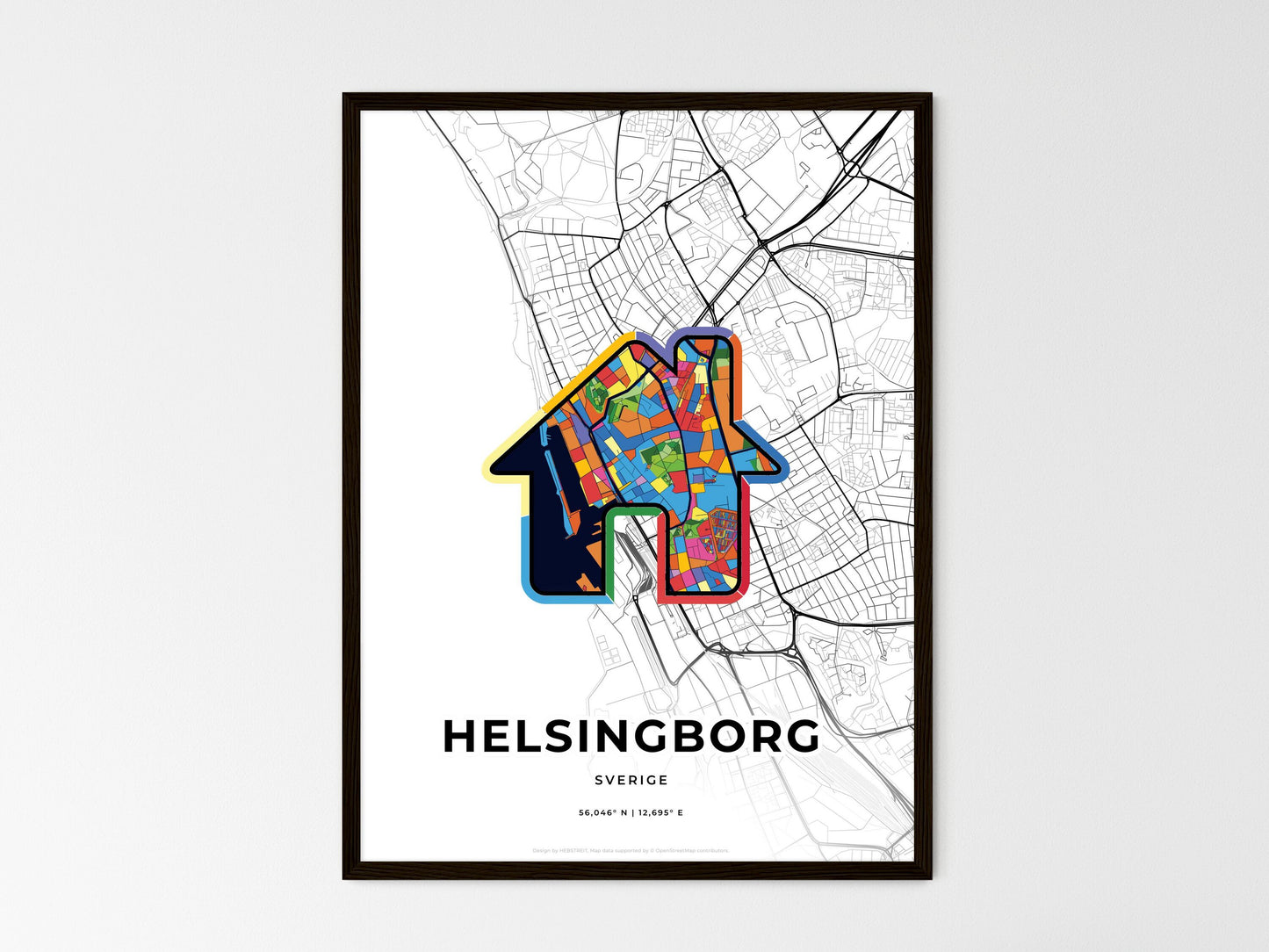 Helsingborg Sweden wedding art map with home icon