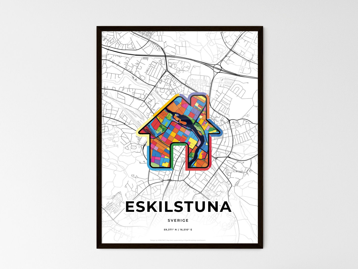 Eskilstuna Sweden wedding art map with home icon
