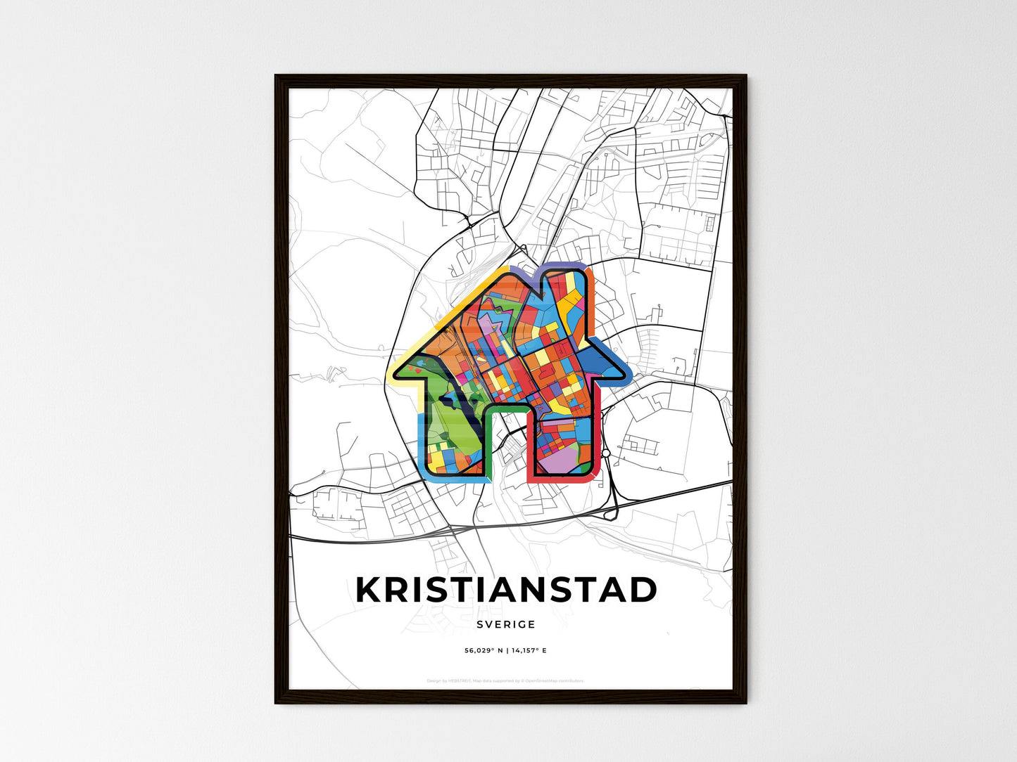 Kristianstad Sweden wedding art map with home icon