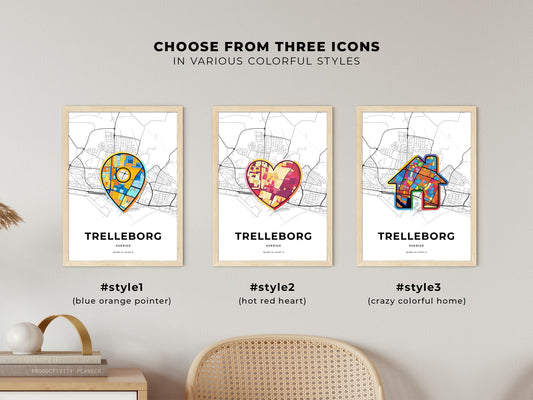 Trelleborg Sweden maps with colorful icons