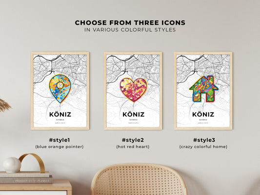 Köniz Switzerland maps with colorful icons