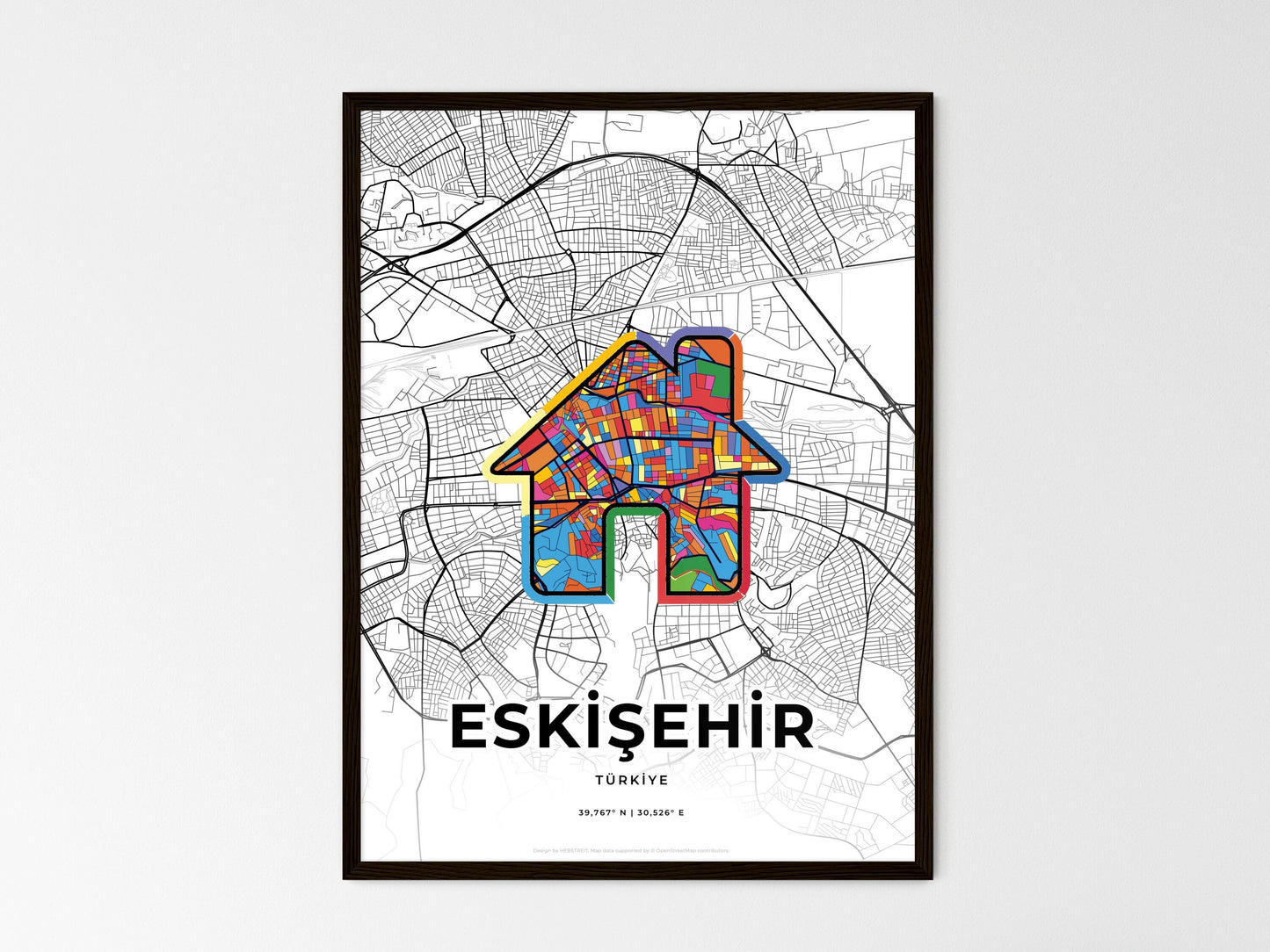 Eskişehir Turkey wedding art map with home icon